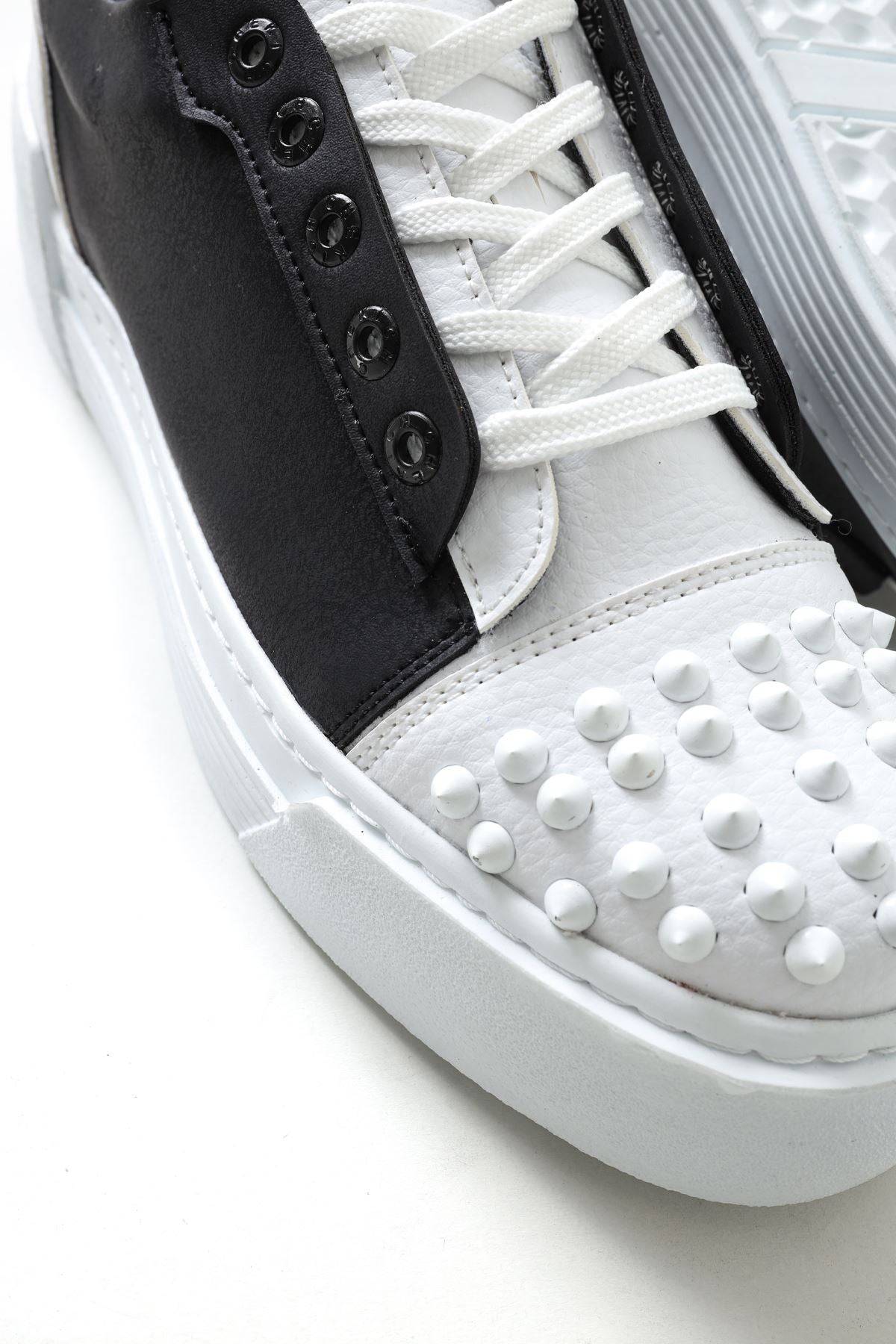 Spike Toe Casual Sneakers for Men by Apollo Moda | Celtics Monochrome Charm