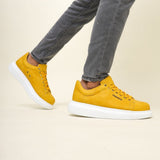 Low Top Casual Platform Sneakers for Men by Apollo Moda | Pluto Sunlit Yellow