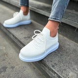 Low Top Knitted Casual Sneakers for Men by Apollo Moda | Torino Snowy Peak